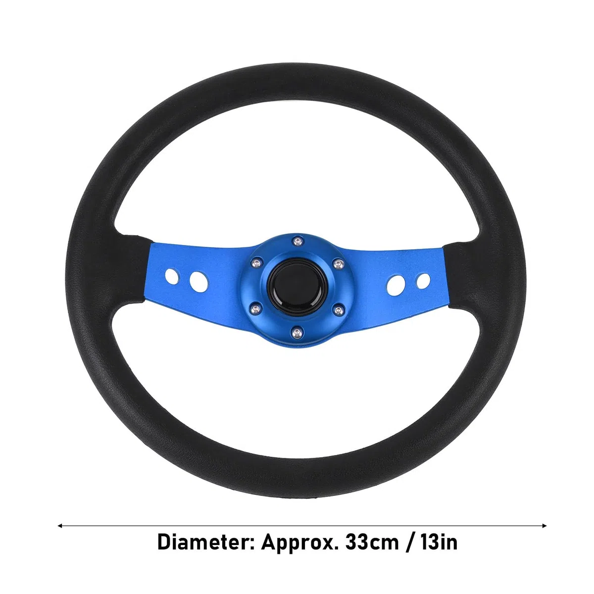 13-Zoll-Auto-Lenkrad Rennsport-Lenkrad PU Stilvoller Look Schlagfester Verbesserter Griff Einfache Installation Rennlenkrad für Fahrzeuge (BLUE)