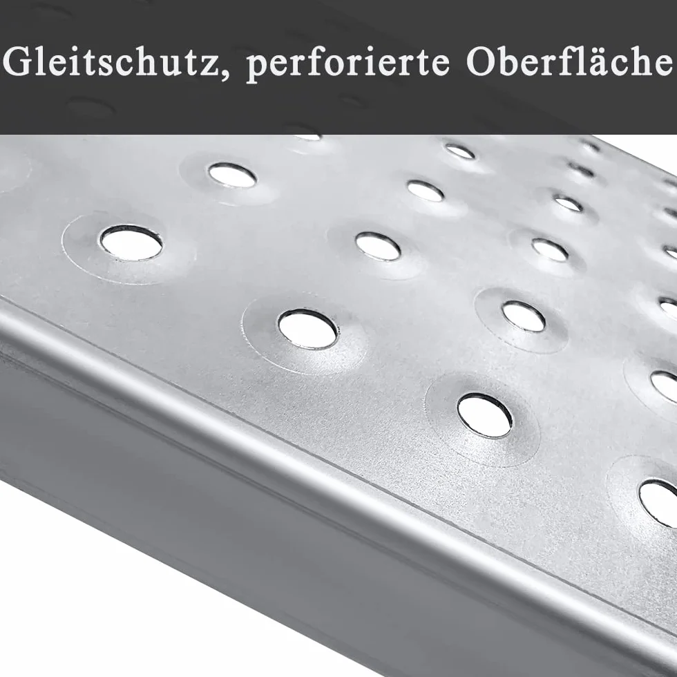LILIIN 2X Auffahrrampe PKW Verladerampe 400 kg Verladeschiene Verzinkter Stahl Laderampe Anhängerrampe Tragfähigkeit Alu Rampe für Motorrad, Anhänger, Rasenmäher, Rasentraktor (160cm, Silber)