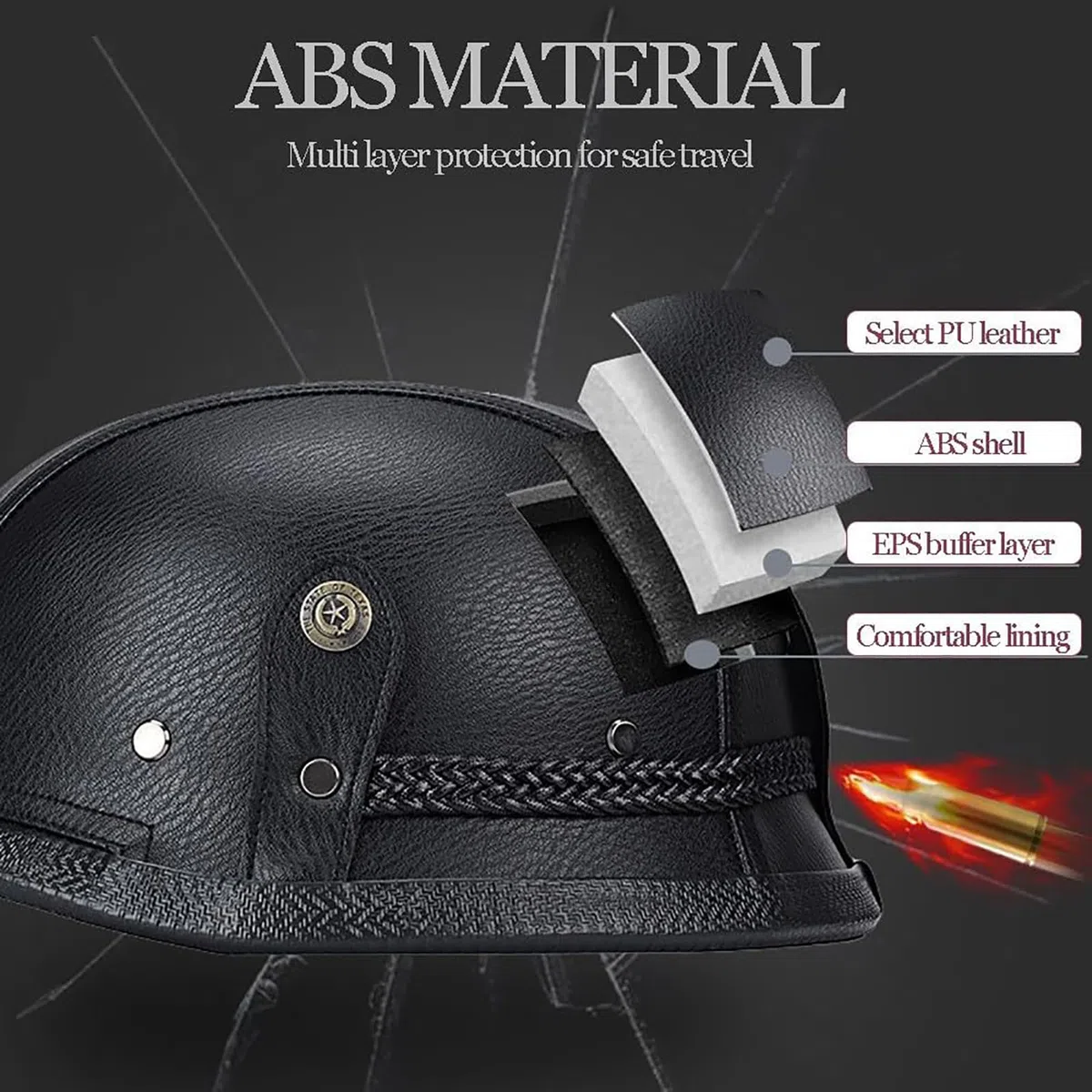Halbschalenhelm ECE Zertifiziert, Jethelm Retro, Vintage Motorrad Helm, Scooter-Helm, Offenem Helm, mit Brille Halbhelm für Männer Frauen,Black 03,M