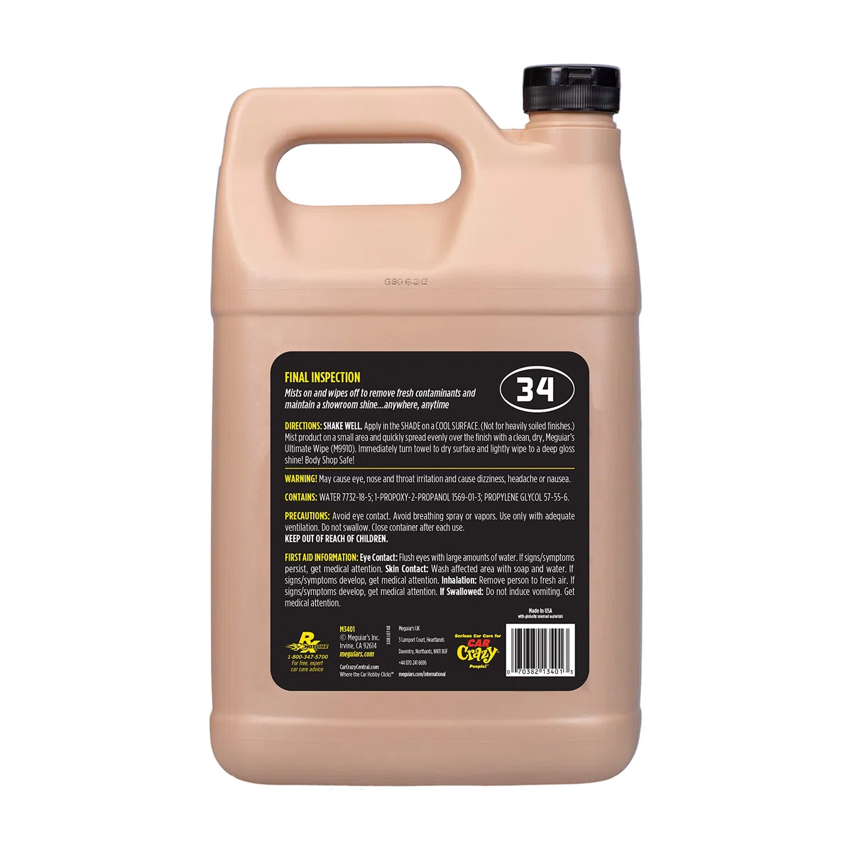 Meguiar's M3401 Mirror Glaze Final Inspection Detailing Spray Lackschnellreiniger, 3,78L