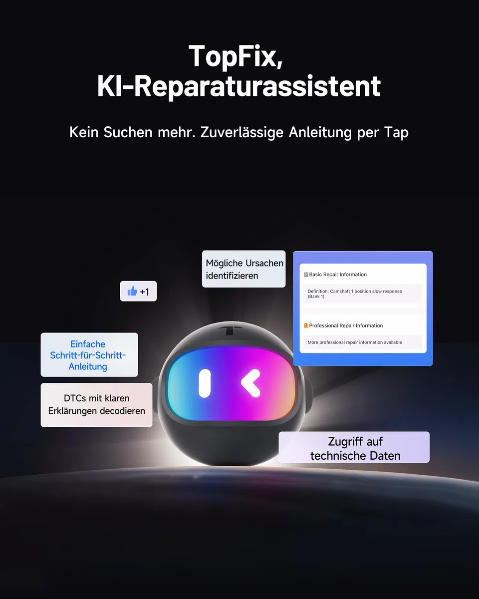TOPDON TopScan Master OBD2 Diagnosegerät Bluetooth, Bidirektionale/Aktiver Test, Wireless Alle Systeme für iOS & Android, 30+ Reset-Diensten, CAN-FD&DoIP, FCA/Nissan/Renault SGW, KI-Unterstützung