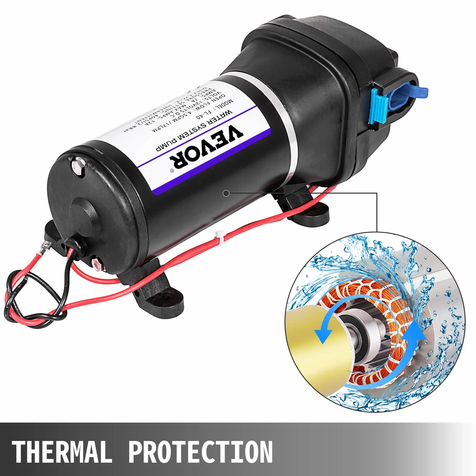 Wasserpumpe Druckwasserpumpe 12V, Membranpumpe 17L/min, Hochdruckwasserpumpe für Wohnwagen, Boot, Wohnmobil, Garten