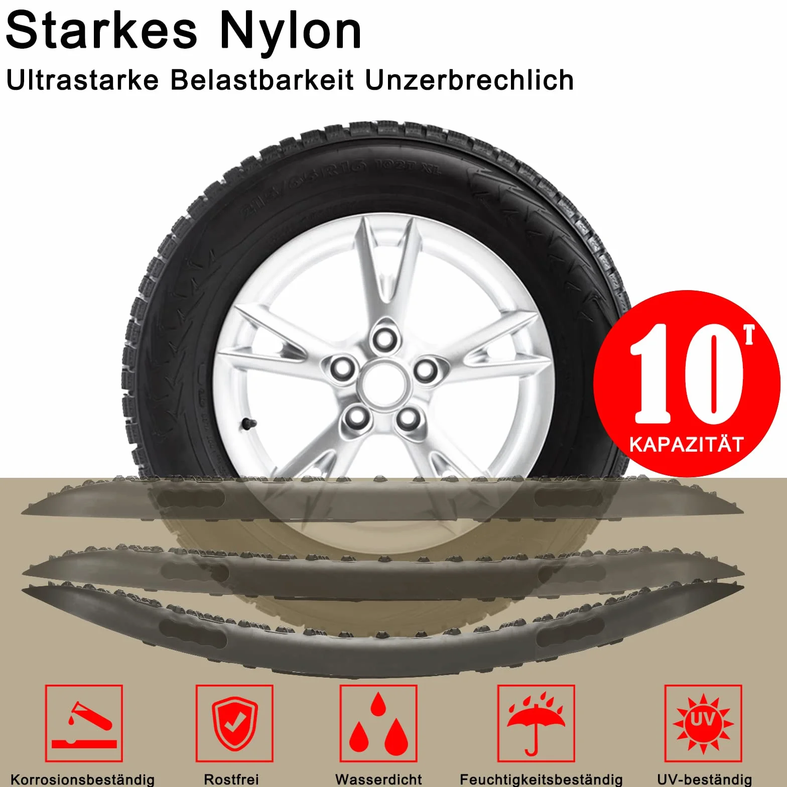 Anfahrhilfe mit Aufbewahrungstasche und Installationstool,Sand/Schlamm/Schnee Recovery Board Offroad Tracks,10T Last,Reifenleiter für PKW LKW Geländewagen Wohnmobil