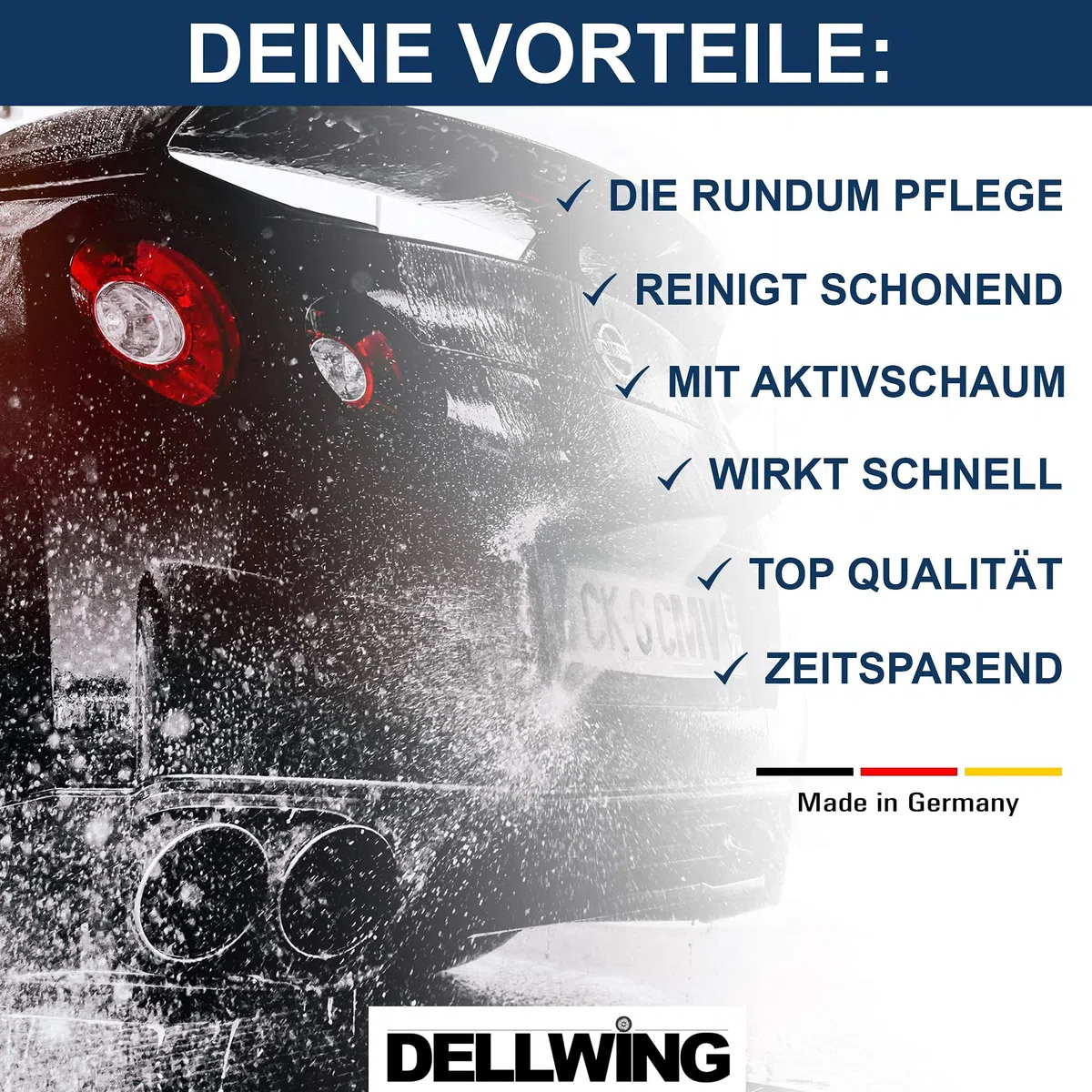 DELLWING Wash & Wax Autoshampoo 25 L - Hochprofessionelles Shampoo für Ihren Wagen - Verdünnbar bis 1:200 - Schöner, tiefer Glanz mit Abperlverhalten