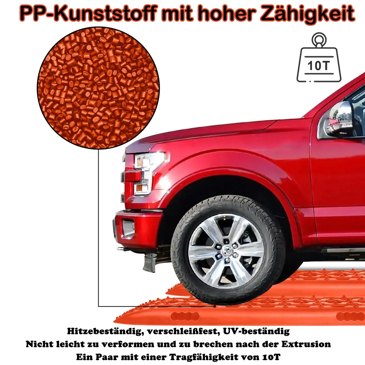 YUENFONG 2 Stück Sandbleche Anfahrhilfe mit Aufbewahrungstasche, Traktionsmatte Recovery Board 10T Last Traktionshilfe, Reifenleiter für Wohnmobil Geländewagen PKW, Orange
