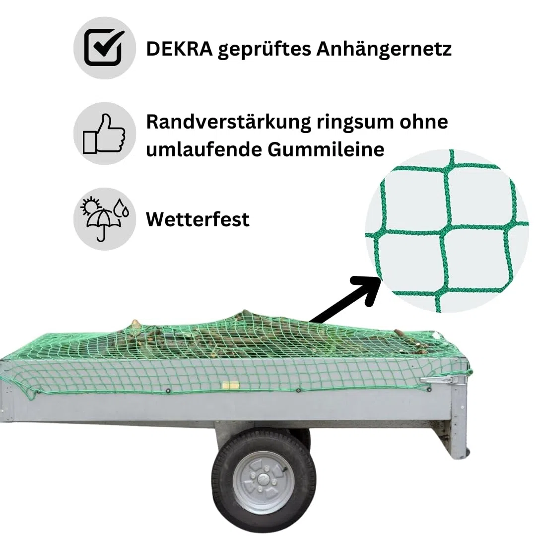 Abdecknetz 3,5x8 m Netz für Anghänger & Container PKW LKW Containernetz Dekra geprüft zur perfekten Ladungssicherung