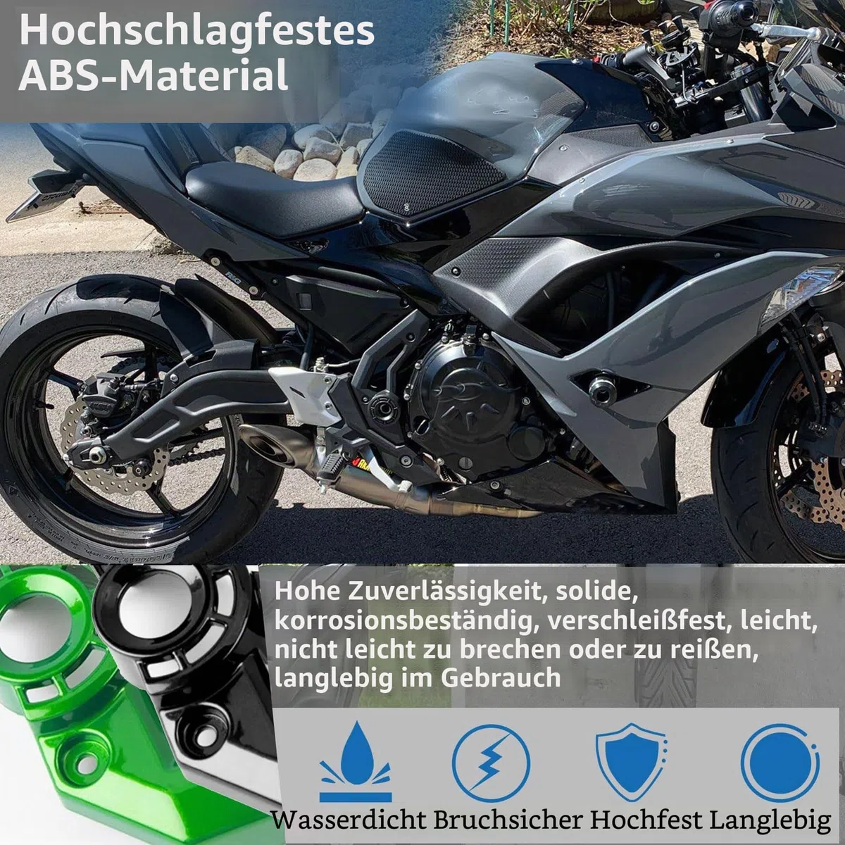 Rahmen Seite Abdeckung Gugel Panel Blenden Verkleidung Schutz Protector passend für Ka&wa&sa&ki Ninja 650 Z-650 NINJA650 Z650 2017-2024 Motorrad zubehör (Schwarz matt)