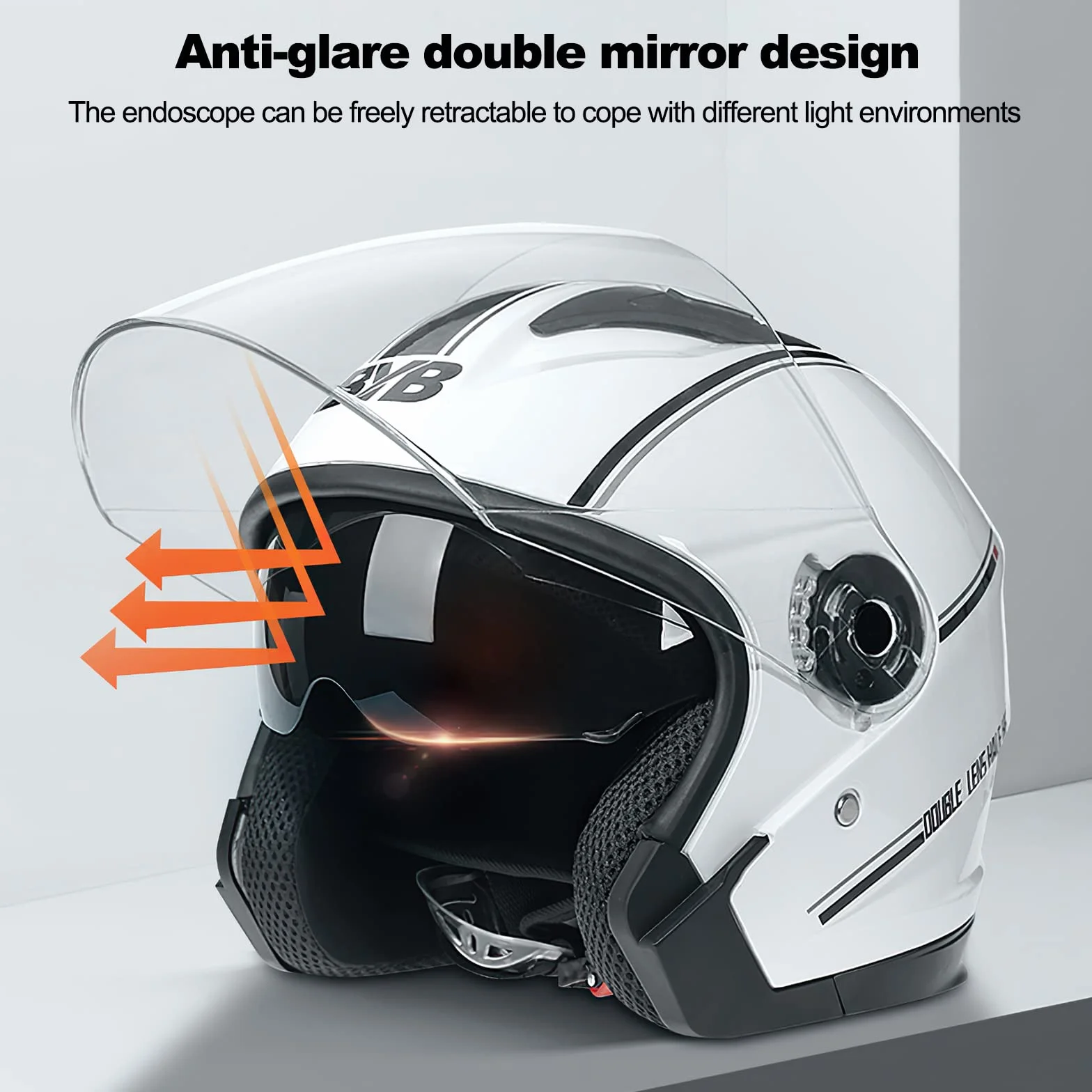 Motorradhelm mit Doppelvisier, Jethelm Jet-Helm Roller-Helm Scooter-Helm Moped Mofa-Helm Chopper Retro Vintage Jethelme