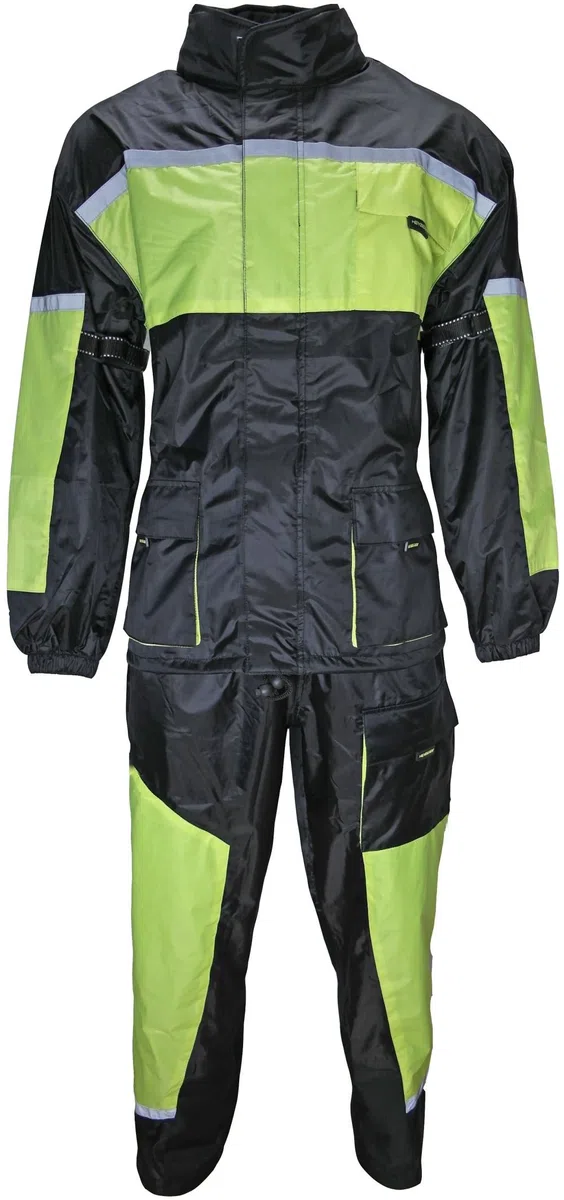 Motorrad Regenkombi Regenhose Regenjacke schwarz neon S-7XL