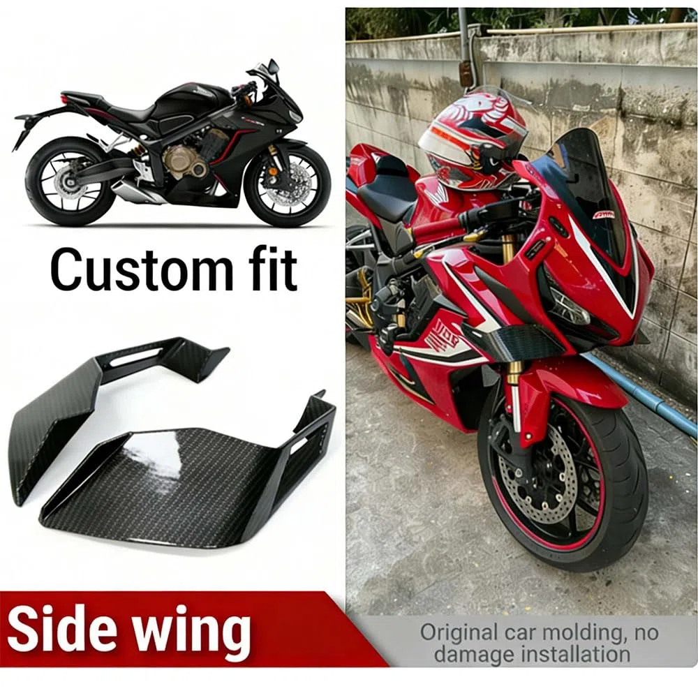 Aerodynamischer Flügel für Can-Am Ryker 900 2019 2020 2021 2022 2023 2024 2025 2026 Motorrad Seitenspoiler Frontverkleidung Winglets Carbon Optik Schwarz Windabweiser Sport Tuning Zubehör