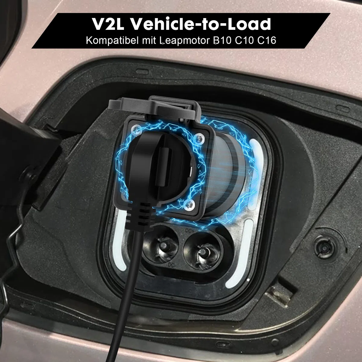 V2L Adapter für Leapmotor B10 C10 C16 EV, Fahrzeug-zu-Ladung-Adapter Vehicle to Load Typ 2 auf Schuko AutoAdapter für Elektrofahrzeuge die V2L-Funktionen unterstützen
