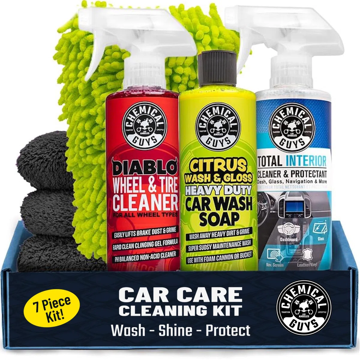 Chemical Guys HOL357 Clean & Shine Autowäsche-Starterkit – 7-teiliges Set Für Autos, Motorräder, SUVs, Jeeps, Wohnmobile & mehr