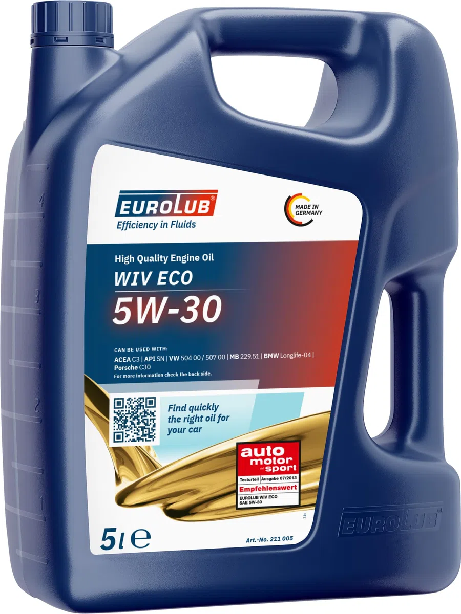 EUROLUB WIV ECO SAE 5W-30 Motoröl, 5 Liter,Auto