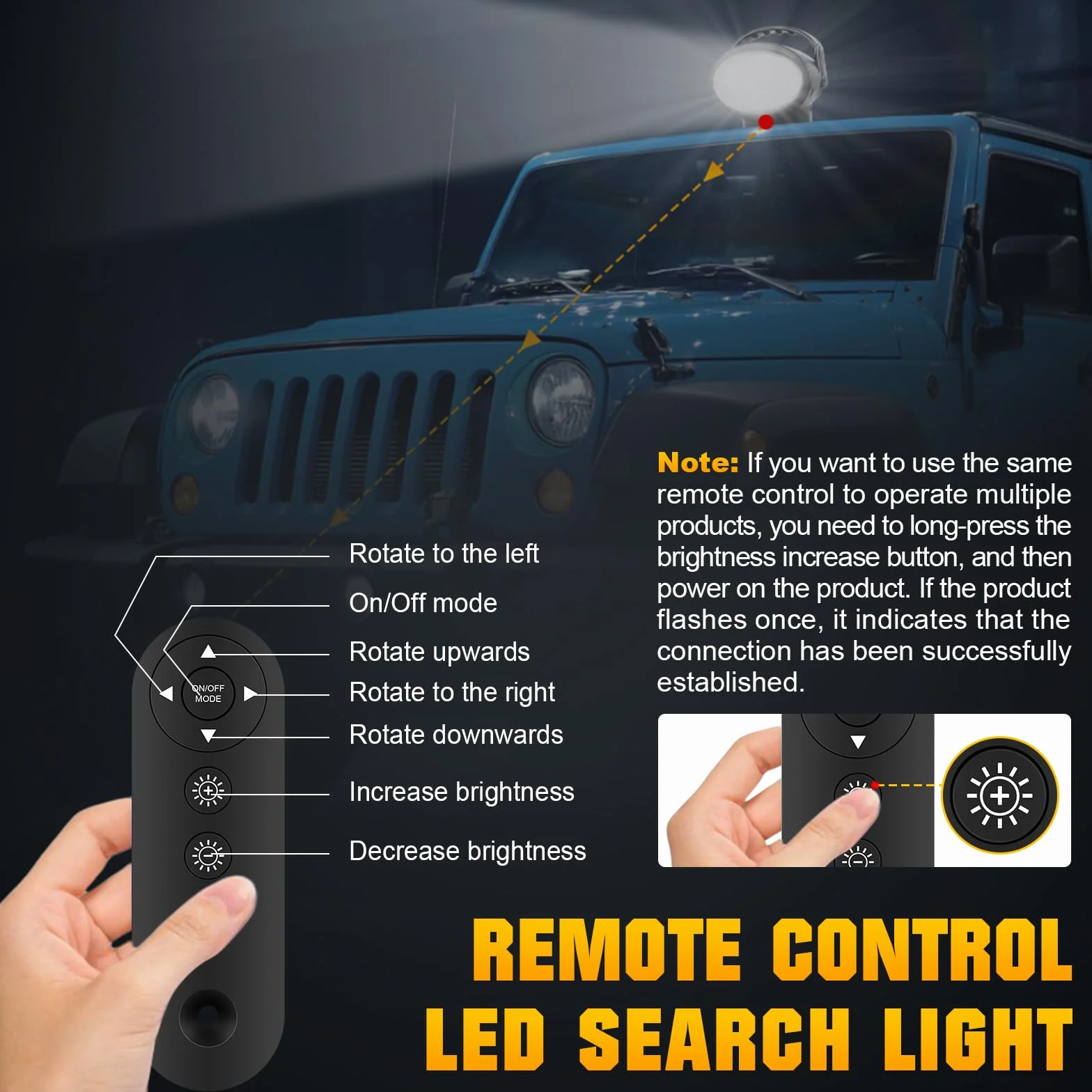RIGIDON Led arbeitsscheinwerfer mit magnetfuß, 8 Zoll 38W Led suchscheinwerfer 12V mit fernbedienung, Spot offroad scheinwerfer für Auto SUV ATV Traktor LKW KFZ 4x4 Boot, 6000K Weiß arbeitslicht