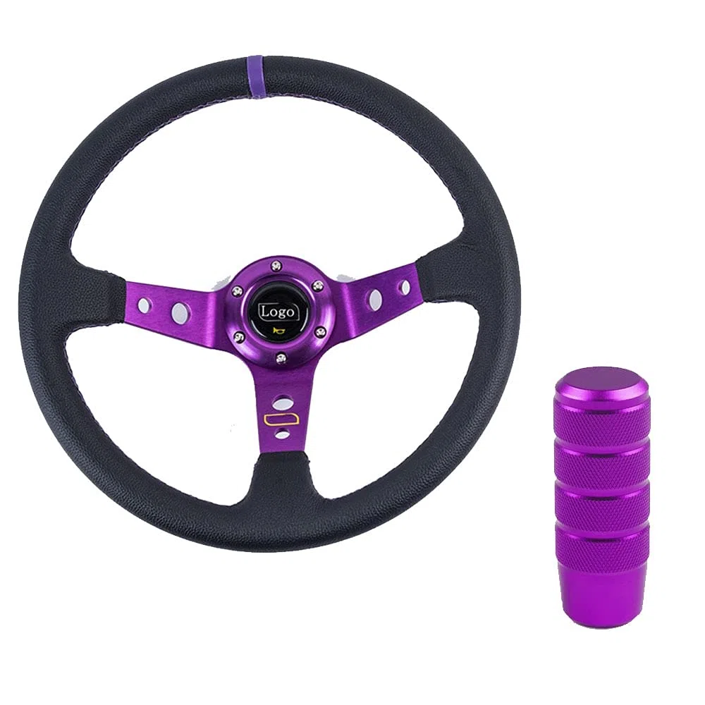 Sportlenkrad Universal 14 Zoll 350mm PVC. Auto Racing-Lenkräder Tiefmais driftet Sportlenkrad mit Umschaltknopf (Color : C)