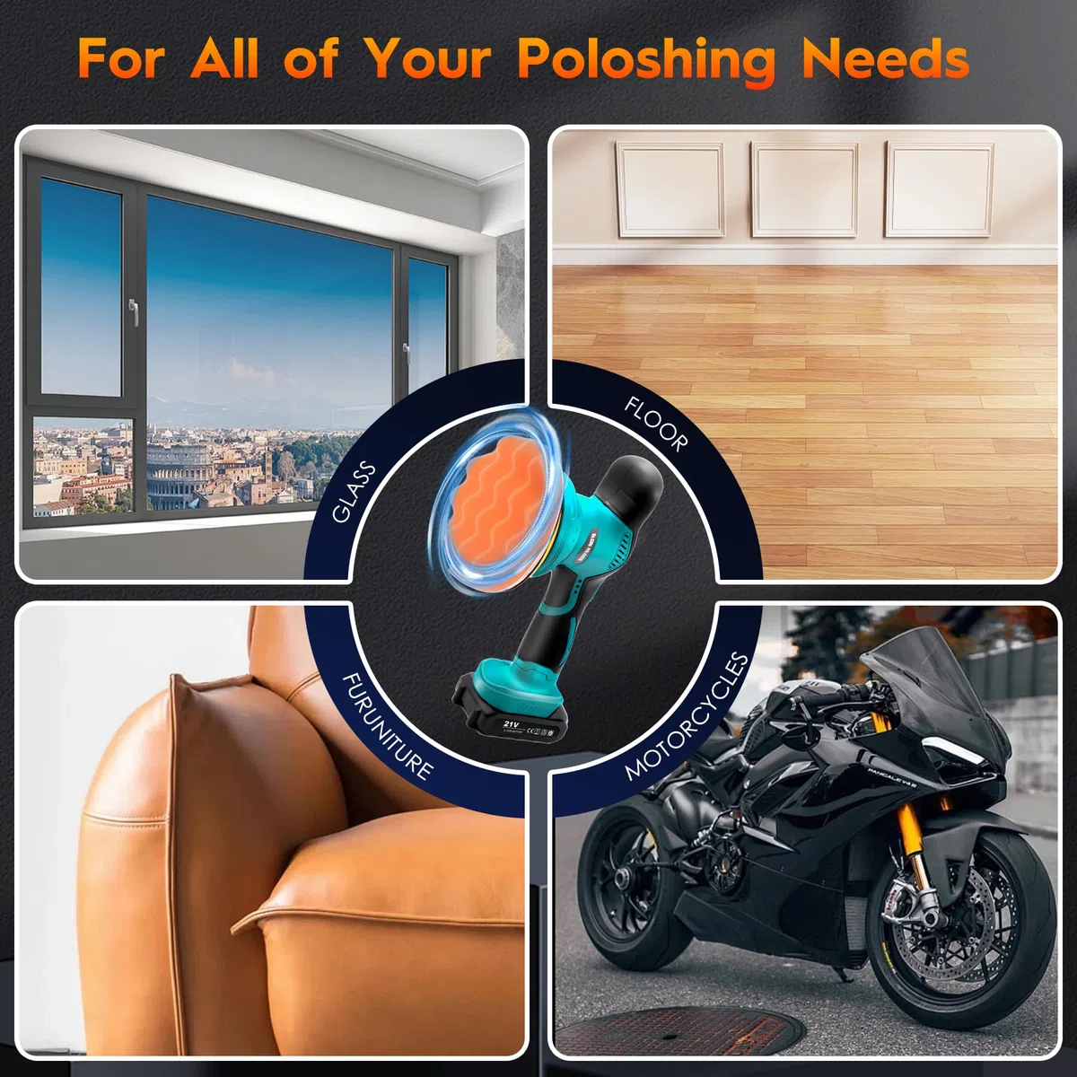 Poliermaschine Auto Akku 8 Variable Geschwindigkeiten, 6 Inch Exzenter Poliermaschine Auto 6000RPM für Auto Detailpflege, Mini Car Polishing Machine Set mit 2*21V Batterie und 22pcs Aufsätze