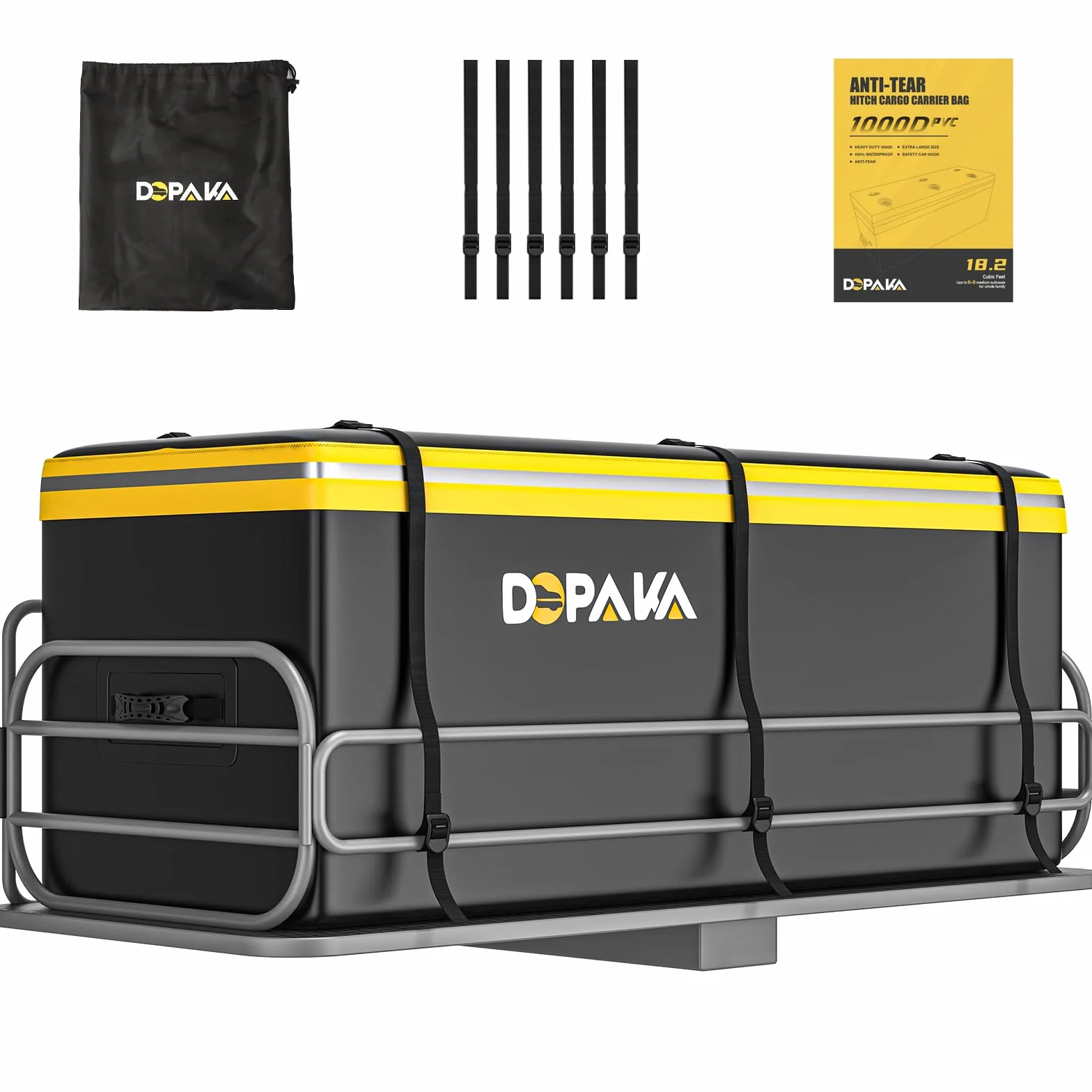 Auto Heckbox Gelenkgestell-Ladungstaschen Hitch Cargo Carrier Bag 100% wasserdicht Hitch 18,2 Kubikfuß 58,5" x 22" x 25" Hitch Cargo Bag enthalten 6 verstärkte Riemen für LKW Pickup alle Fahrzeug mit