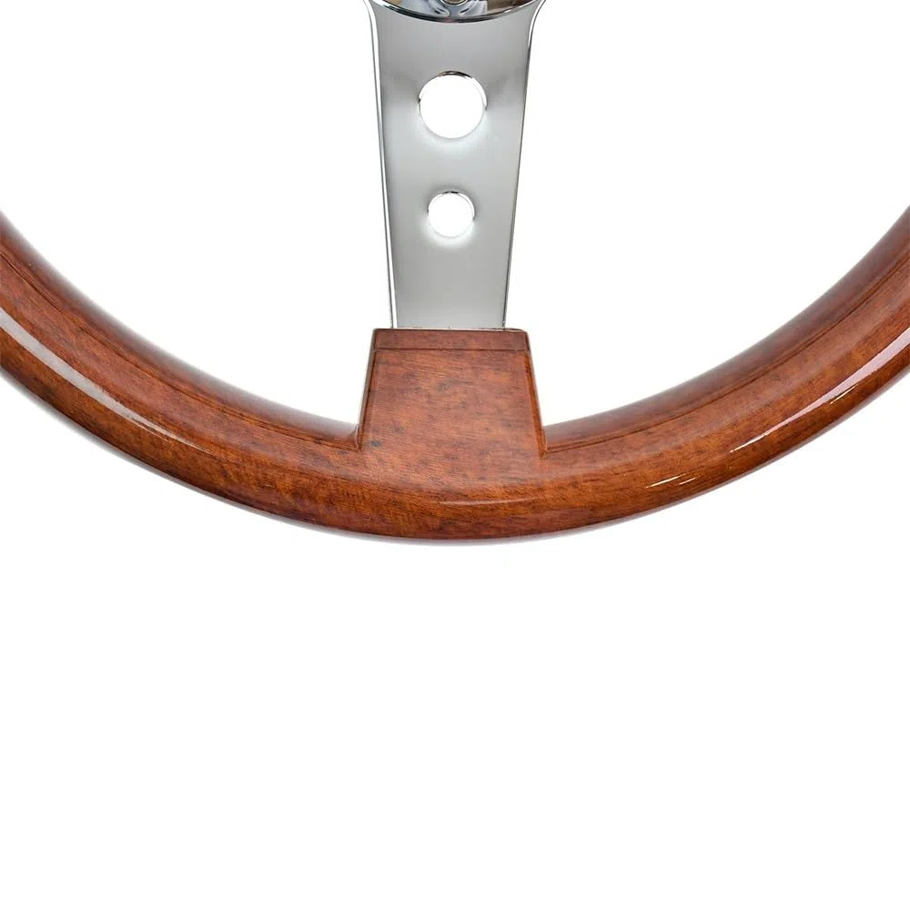 Klassisches Holzlenkrad, 350 mm (14 Zoll), universell einsetzbar, für Rennwagen, Retro-Design, 3 Speichen, 6 Schrauben, mit Hupenknopf, für Oldtimer-Modifikationen, Sim Driving, Motorsport und JDM.
