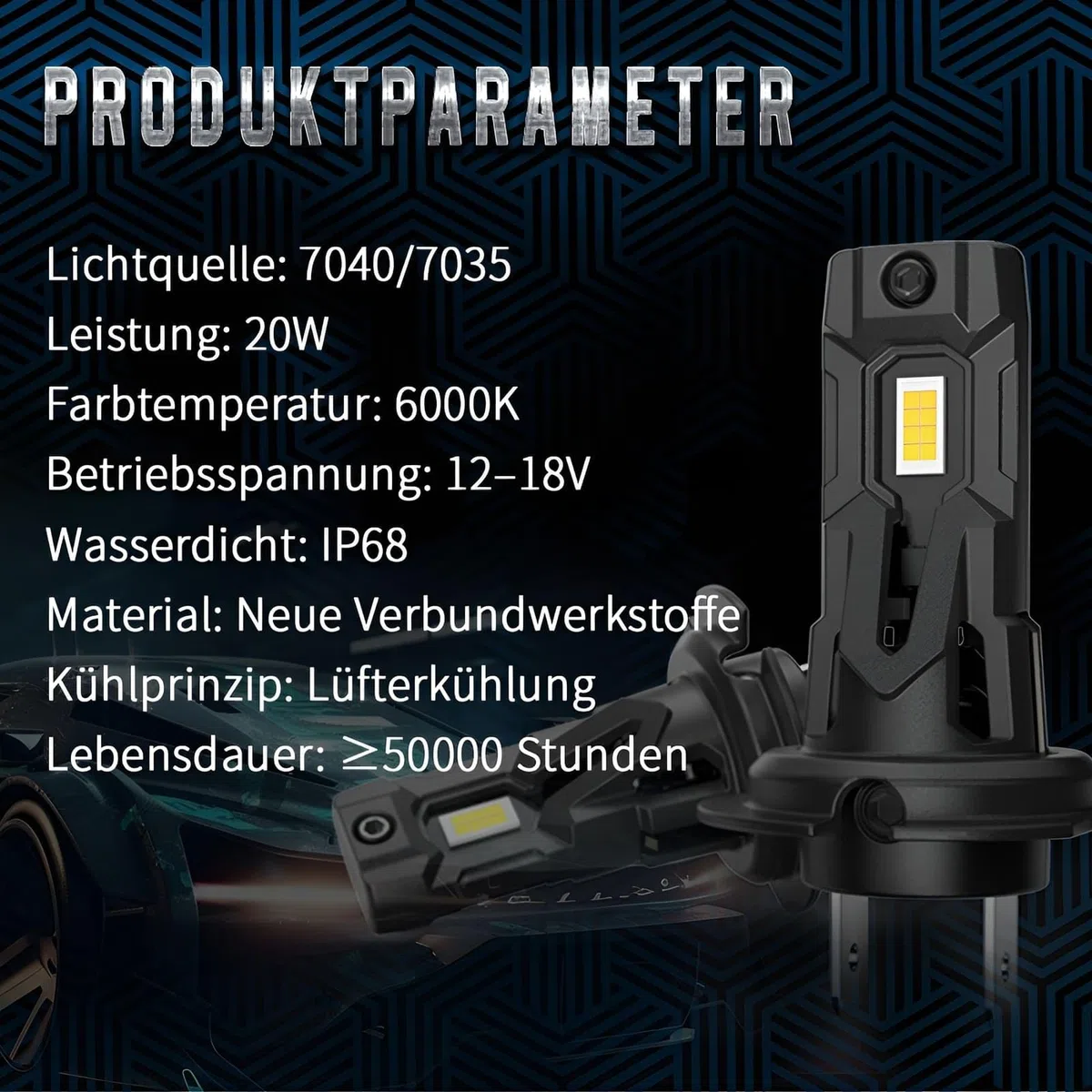 H7 Halogen lampen Auto 12V 55W, Superhelle 6000K Weiß H7 Scheinwerferlampen Ersatzbirnen für Abblend- & Fernlicht, Canbus Fehlerfrei Plug & Play, Perfekt für Autobahn & Nachtfahrten, 2er Set