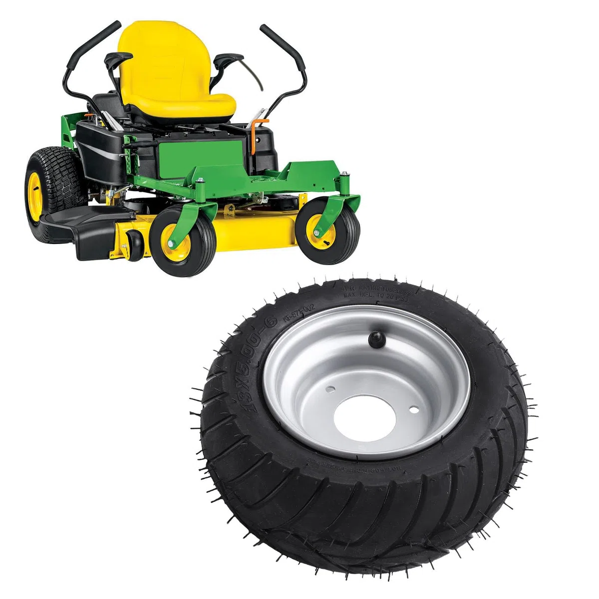 CCYLEZ 13x5.00-6 ATV-Reifen mit Felgen, 6-Zoll-Reifen und Rädern, Gummi-Laufreifen und Radbaugruppe für ATV UTV Go Karts Carts Mini Bikes Mäher, 13/5.00-6