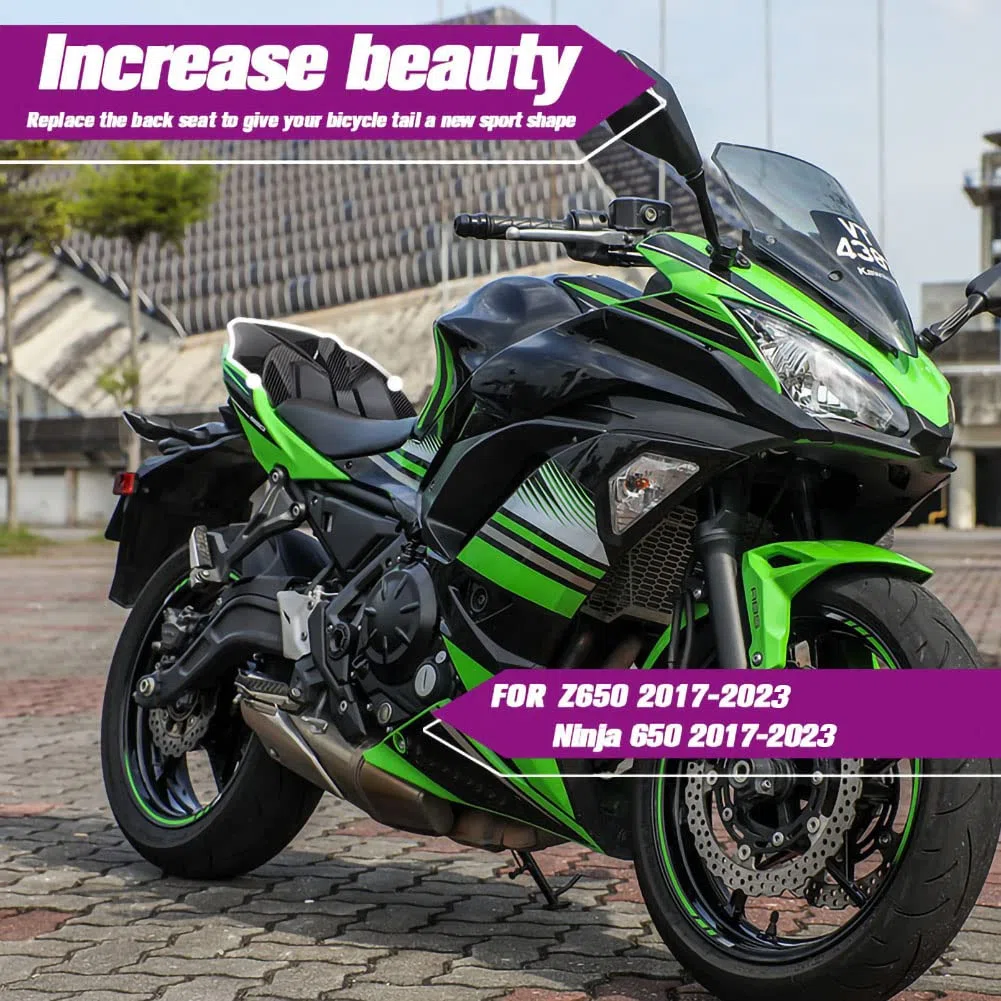 Motorrad Soziusabdeckung Sitzkappe Verkleidung für Z650 NINJA650 Ninja 650 Z650 2017-2025 2021 2022 2023 2024 Heckabdeckung Rücksitzbezug (Schwarz)