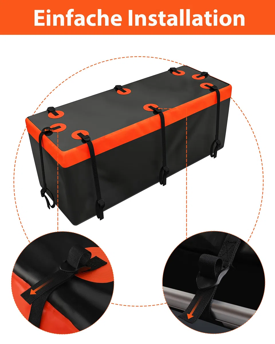 Signstek Softshell-Heckträger Hecktasche für Anhängerkupplung, Wasserdichter Heckbox, Auto Hintere Gepäcktasche, 15 Kubikfuß / 430L Faltbare Hecktasche147 x 48 x 61 cm