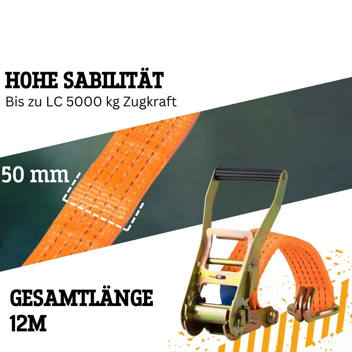 Safetytex Spanngurt zweiteilig 5t 12m 2500kg 5000 kg daN Zurrgurte 2teilig LKW Anhänger 5 to 12 Meter (4 Stück)
