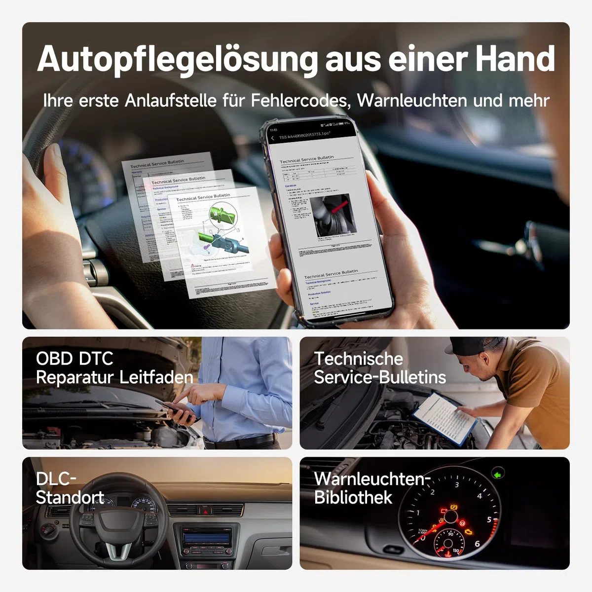 TOPDON Carpal-A OBD2 Diagnosegerät für Alle Fahrzeuge, Bluetooth obdii Diagnosewerkzeug All System, 6 Dienste Zurücksetzen, AutoVIN, Smog-Check, Reparatur-Leitfaden, Motor-Inspektion