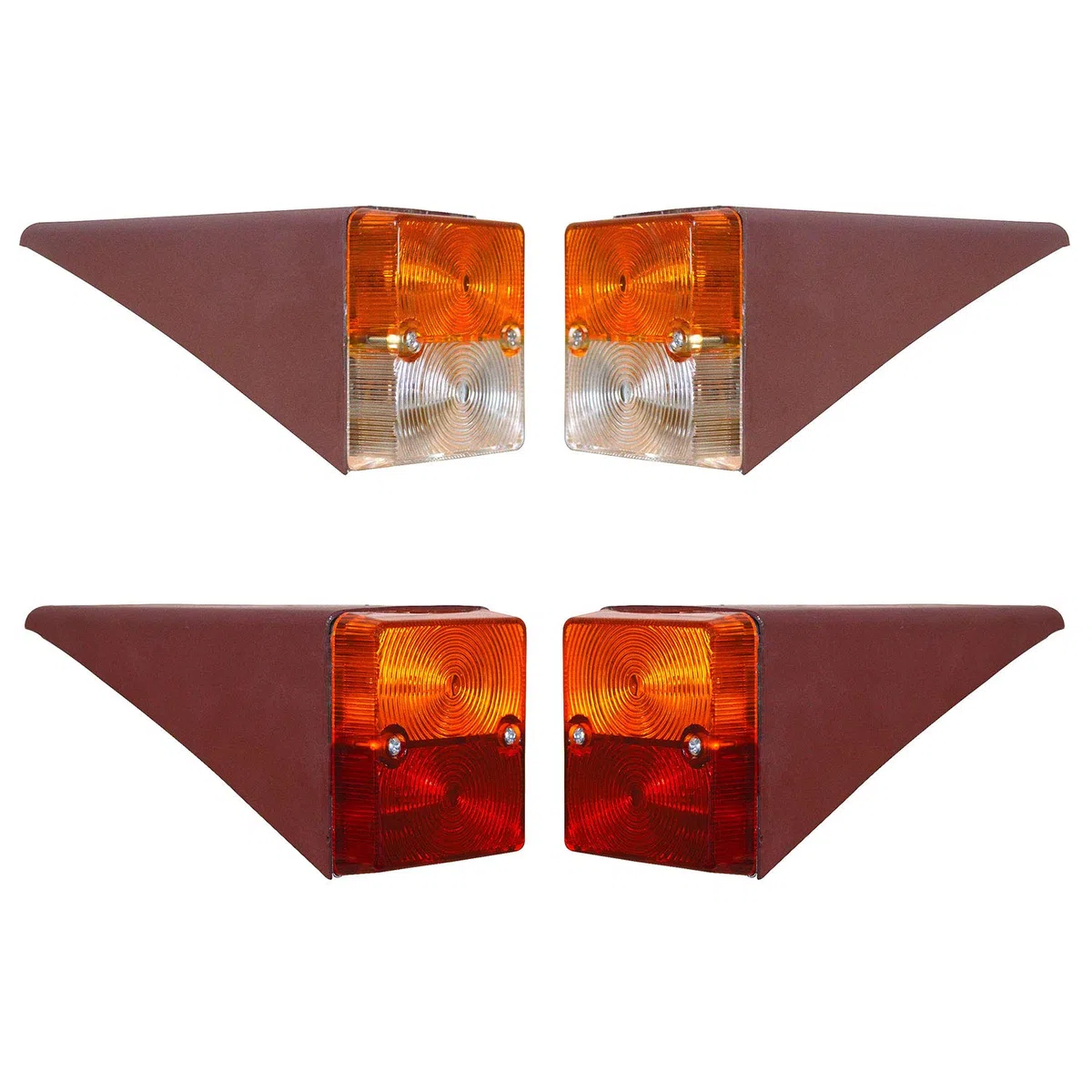 Seitenblinker & Rücklichter Set für IHC/McCormick Traktoren 323, 423, 353, 453, D323 – 4 Stück Metallgehäuse, 12V/21W, inkl. Leuchtmittel