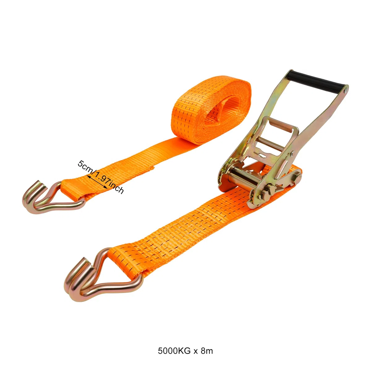 Spanngurte mit Haken, Ratschengurt 5CM x 6M, 10er Set，Orange | Belastbar bis 5000KG, Polyester, für Auto, Motorrad und Anhänger