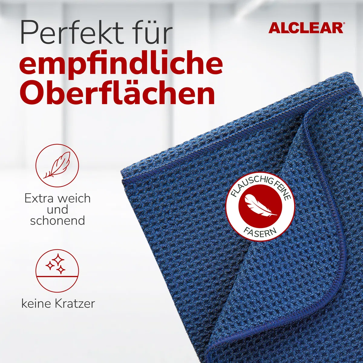 ALCLEAR 10820901 Trockenwunder Mikrofasertücher 10er-Set 60x40 cm saugstark | fusselfrei, mit Waffelstruktur, geeignet für Auto, Motorrad, Glas, Küche, Geschirr, waschbar, langlebig, navyblau
