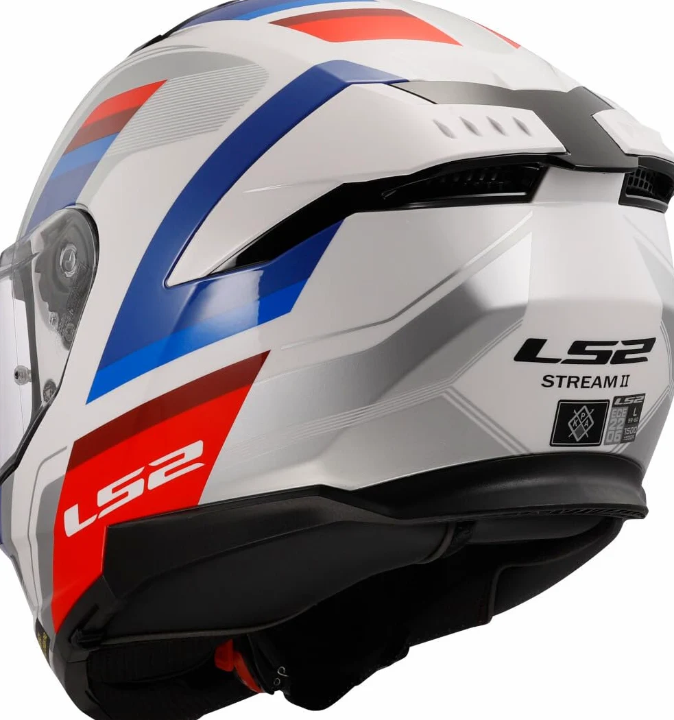 LS2, Integraler Motorradhelm STREAM II VINTAGE Gloss White Blue Red, M | Spezifikationen: Größen: XS – 3XL (3 Schalengrößen: XS-S / M-L / XL-3XL)