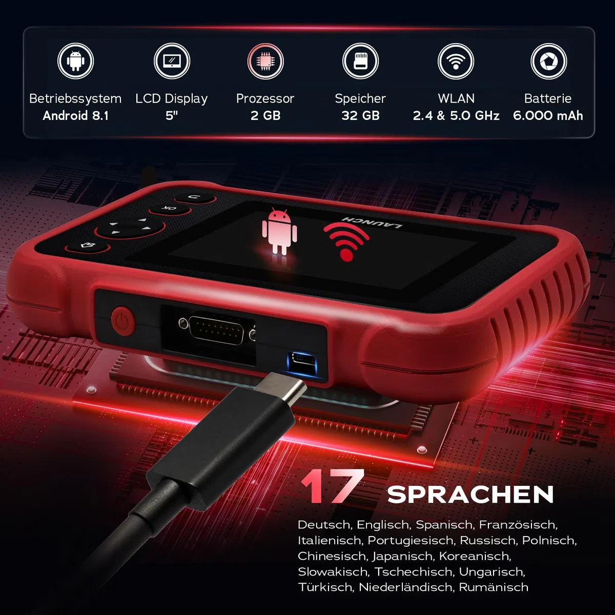Launch CRP 129 EVO V3 OBD2 Diagnosegerät für PKW, 4-Systeme, 8 Services | Auto VIN, Live-Werte, Diagnoseberichte, CAN FD/DoIP, BST-360/i-TPMS Erweiterung, kostenlose Updates & Online-Feedback