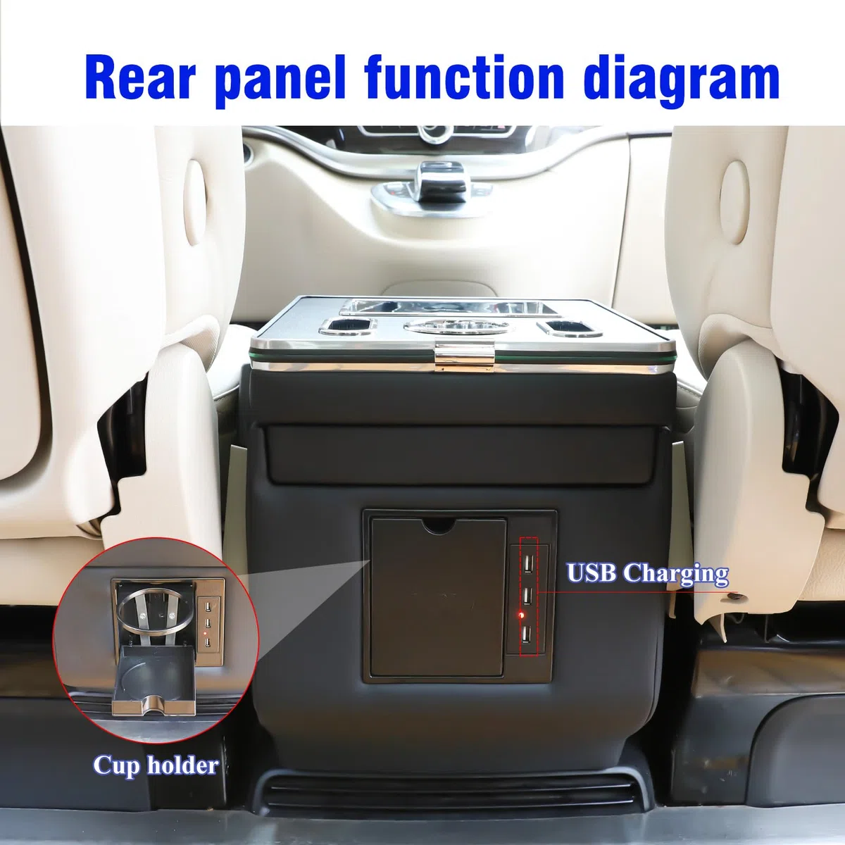 Auto Armlehne Box Center Console Organizer für V-Klasse V220 V260 V250 W447 einfache Installation, mit7 Farben LED-Leuchten-Typ-C USB-Anschluss Schwarz Leder Armlehne Zubehör (black)