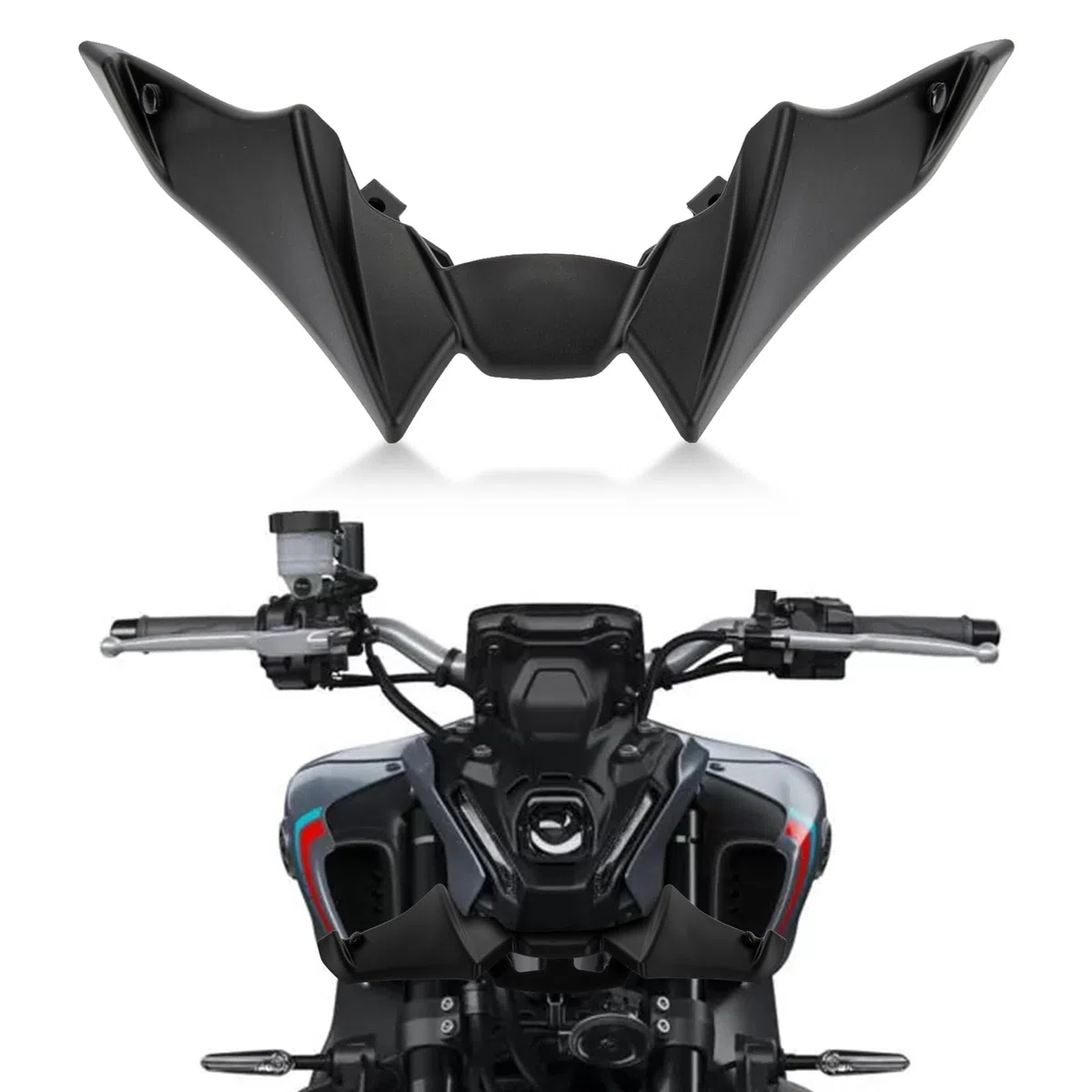 Frontverkleidung Spoiler Schnabel Nose Cone Verlängerung Cover Extender für MT09 V3 2022-2023, PSLER Aerodynamische Flügel Deflektor Cowl Trim Zubehör(Mattschwarz)