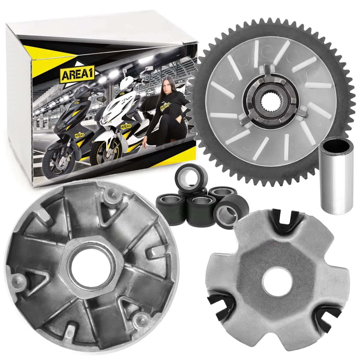 Area1 Variomatik + Keilriemen 12" für 50ccm 4Takt kompatibel für Nova Motors Energy, Estate, EVE, F10, F3000, Grace, GT 4, Milano, Retro Cruiser, Retro Star, City Star, Eco Fox