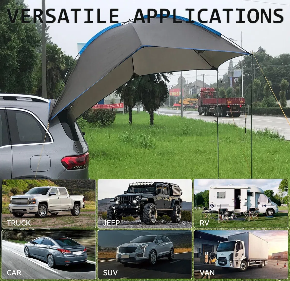 Automarkisen,Auto-Zelt-Sonnenschutz,Regenschutz, Sonnenschutz, Leichte Tragbare,für Outdoor Camping Selbstfahrer,für SUV MPV Schrägheck-Minivan