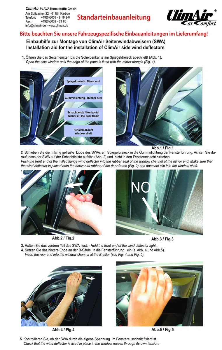 Windabweiser für das Fahrzeugdach-CLI0055309 passend für BMW Serie 3, TYP E46/4, 346X, 4-Door, 1998-2005 Typ E46/3, 346L, 5-Door, 1999-2005