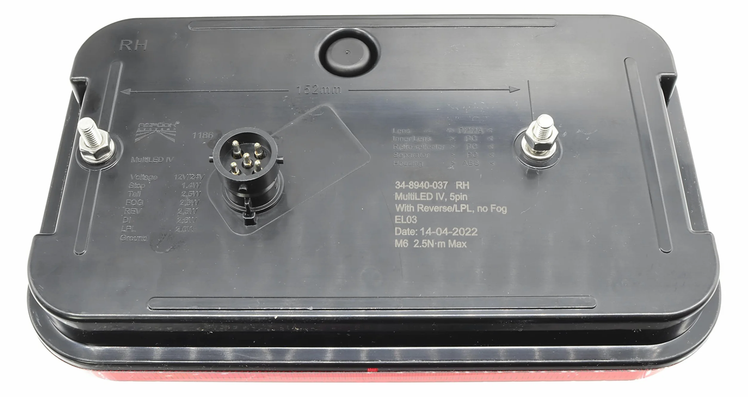 trailer parts4u Aspöck Multiled IV voll LED 5 polig Bajonett Rückleuchte Rücklicht Stoplicht Anhänger (Set)