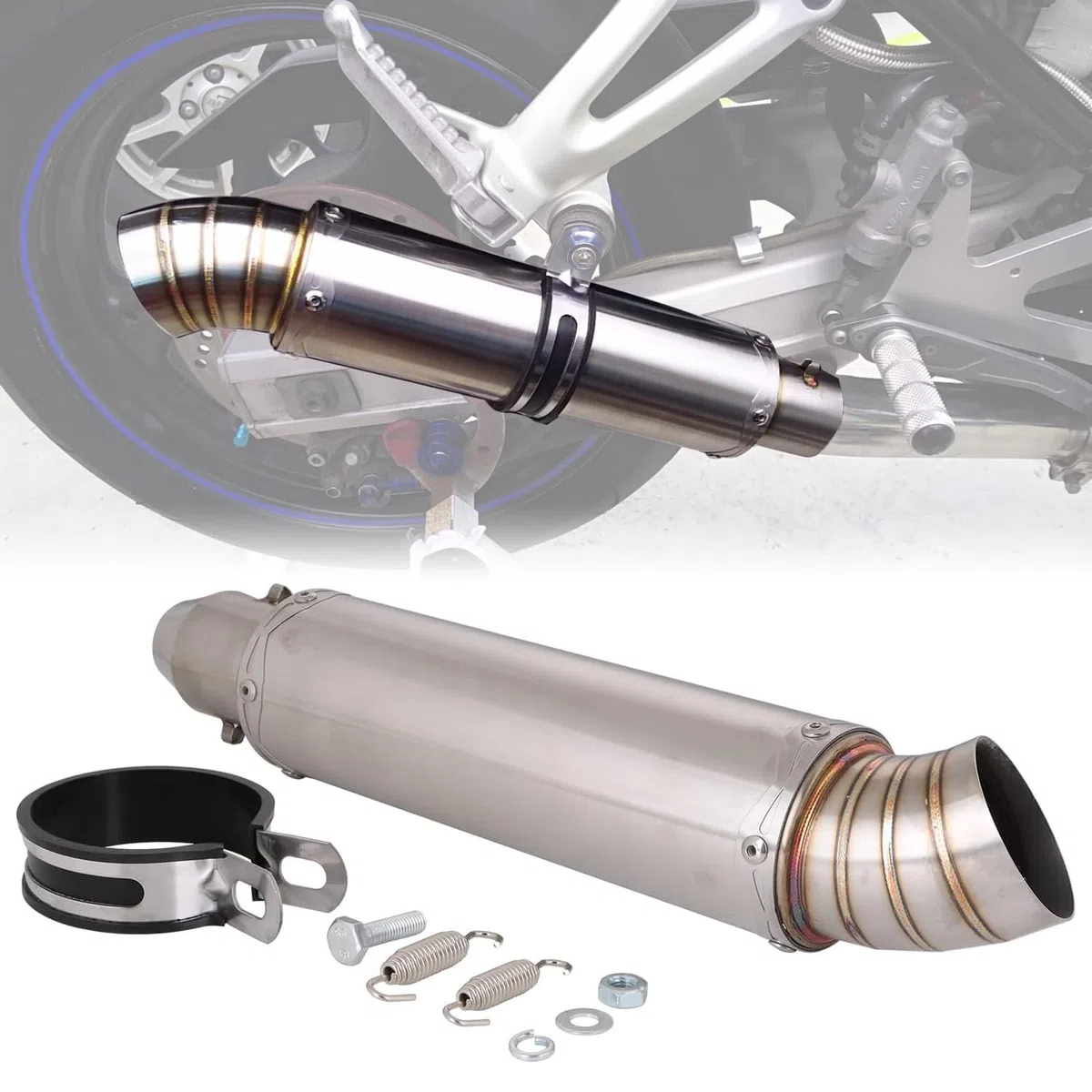 Motorrad Auspuff Universal - 51 mm Universal Motorrad Auspuff Sportauspuff mit für Dirt Bike Street Bike Scooter ATV
