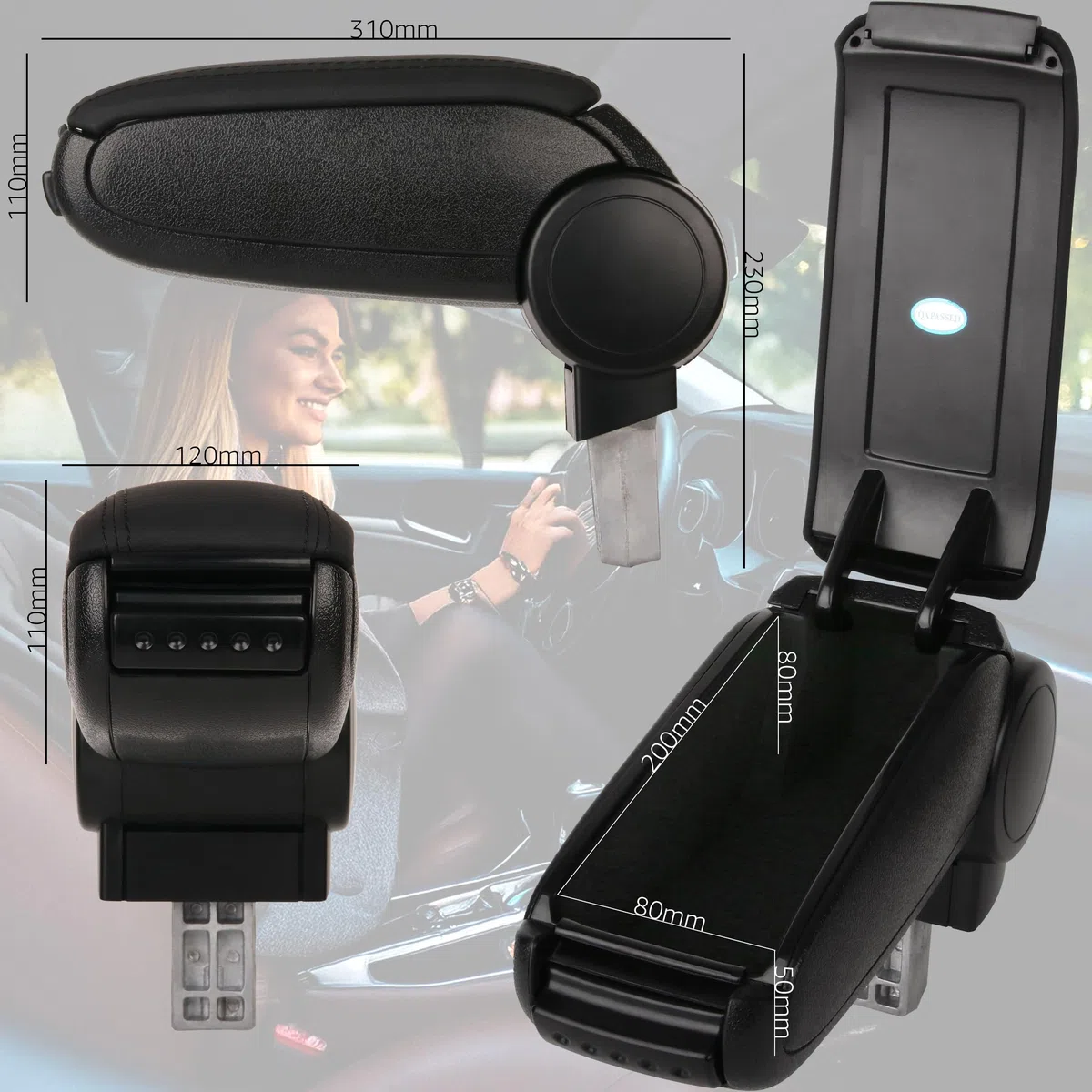 Recambo Mittelarmlehne Armauflage mit Fach kompatibel für VW Caddy III | Typ 2K 2C | BJ 2004-2015