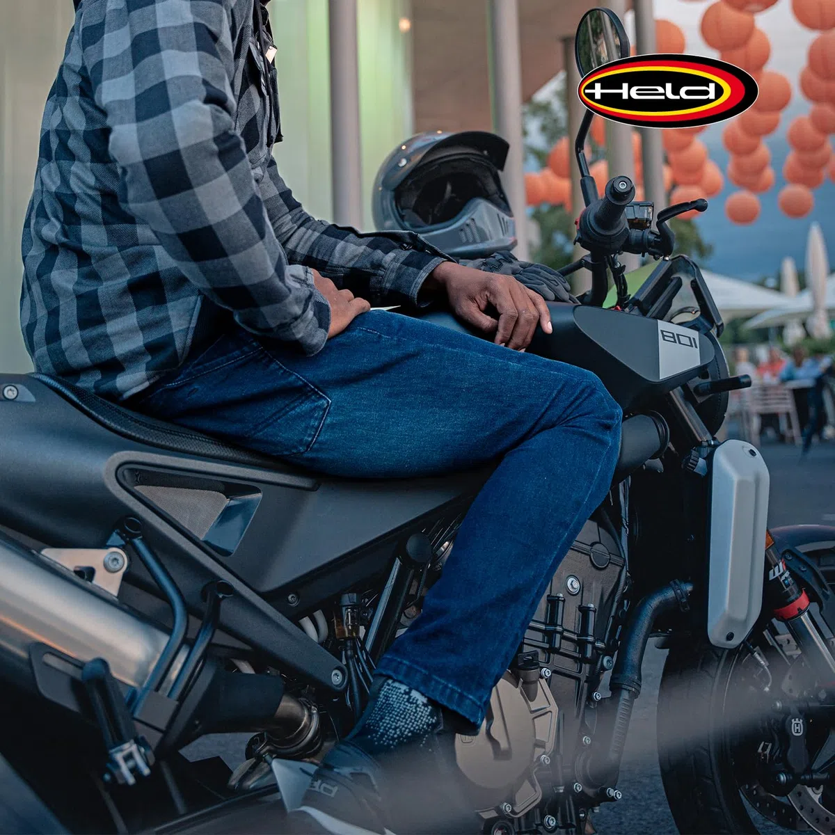 Held Stockton WMS Motorrad Jeans Damen Regular Fit aus Cotton Cordura Stretch - Sommer Motorradhose mit Protektoren d30 Ghost Level 1 - CE Schutzkleidung Klasse AA, Blau gerade, Größe 26/30