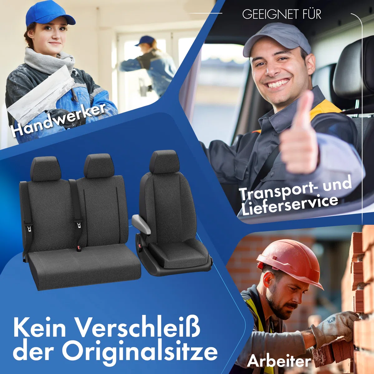 WALSER Transporter Sitzbezüge Kompatibel Mit Mercedes-Benz V-Klasse 447, Einzelsitz Fahrer Armlehne Innen, Sitzbezüge Aus Stoff, Sitzschoner, Sitzauflagen Set für Van
