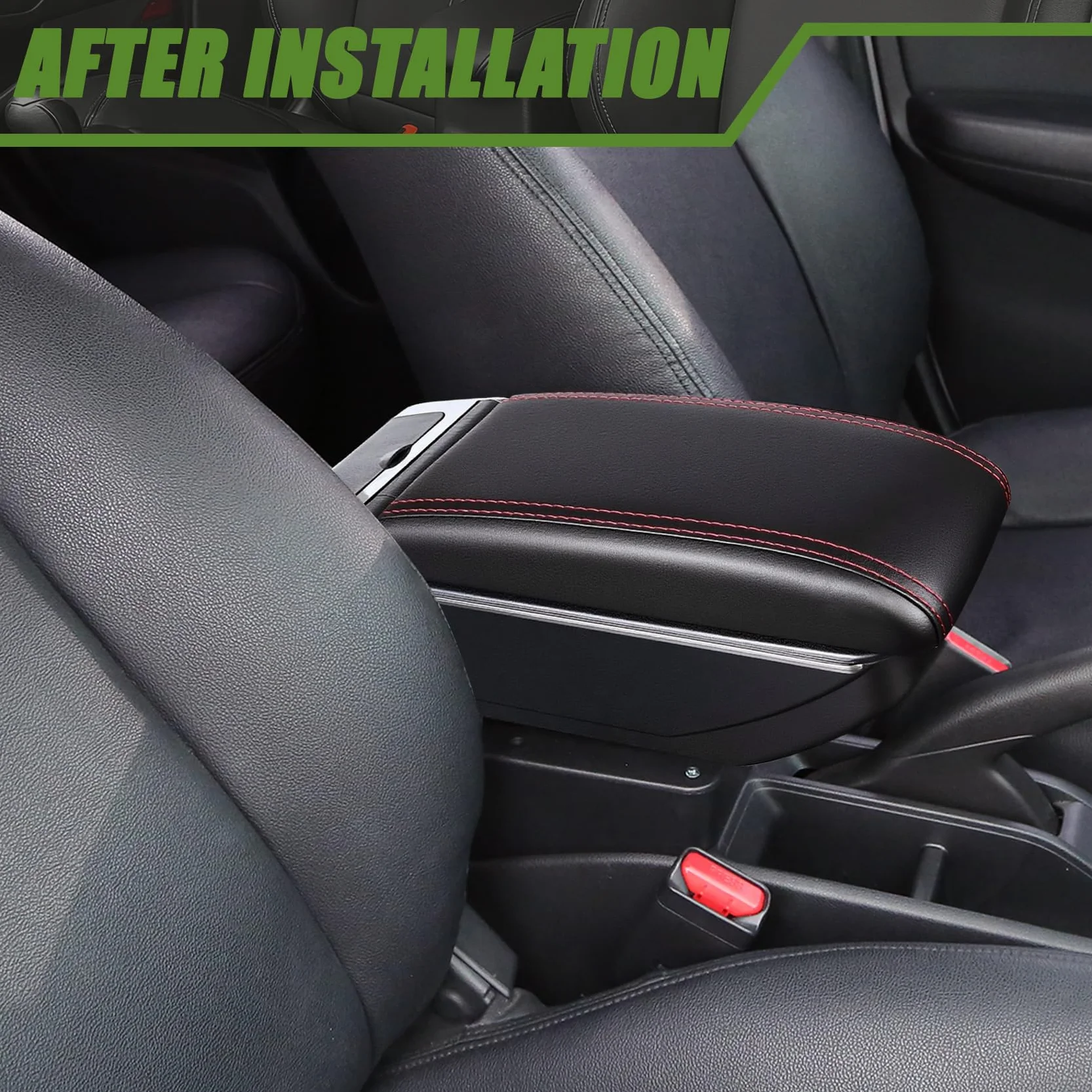 Auto Armlehne für VW POLO Mk5 6R Vento 2010-2018 Doppelter Stauraum Mittelkonsole Armlehnen Einfache Montage Schwarzes Leder