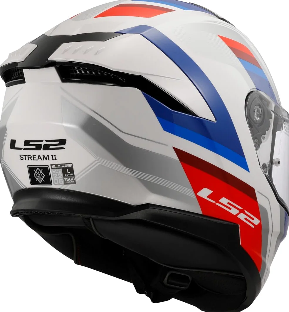LS2, Integraler Motorradhelm STREAM II VINTAGE Gloss White Blue Red, M | Spezifikationen: Größen: XS – 3XL (3 Schalengrößen: XS-S / M-L / XL-3XL)