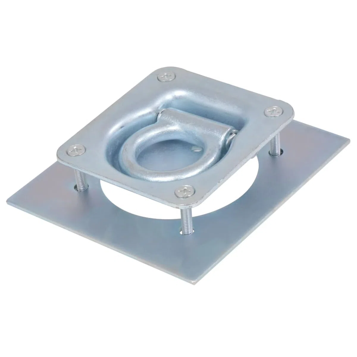 Gecheer Zurrösen für Anhänger 8 STK Silber, verzinkter Stahl, 10,1x9,5x2,6 cm, max. 2000 kg, inkl. Gegenplatten, für Ratschengurte/Seile/Spannbänder