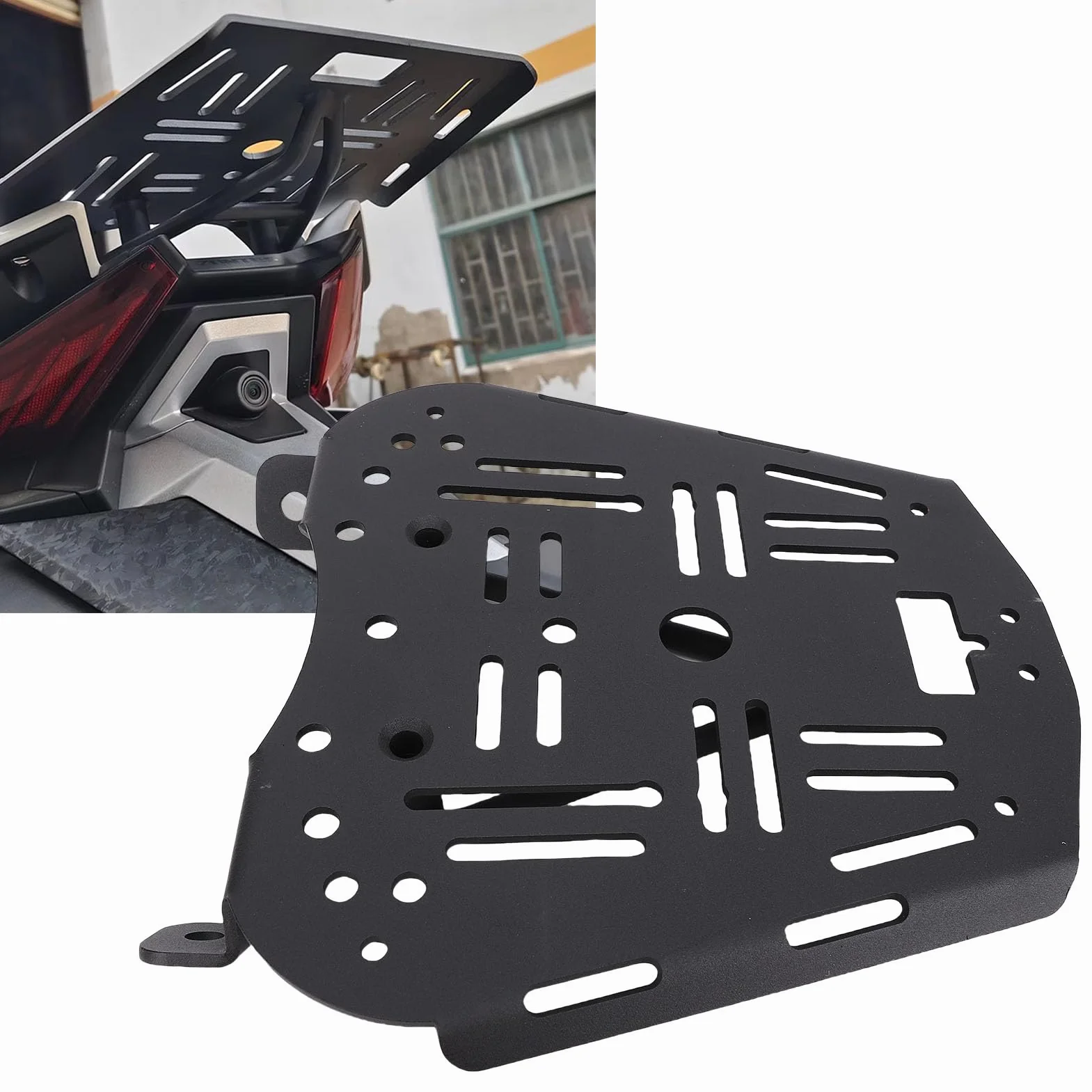 Yctze Top -Box -Basisplattenhalterung Motorrad -Gepäckträger Montageplatte Kohlenstoffstahl Abnehmbarer Schwanzkastenboden für Zontes 368 G 501 G mit Schwarzem Finish
