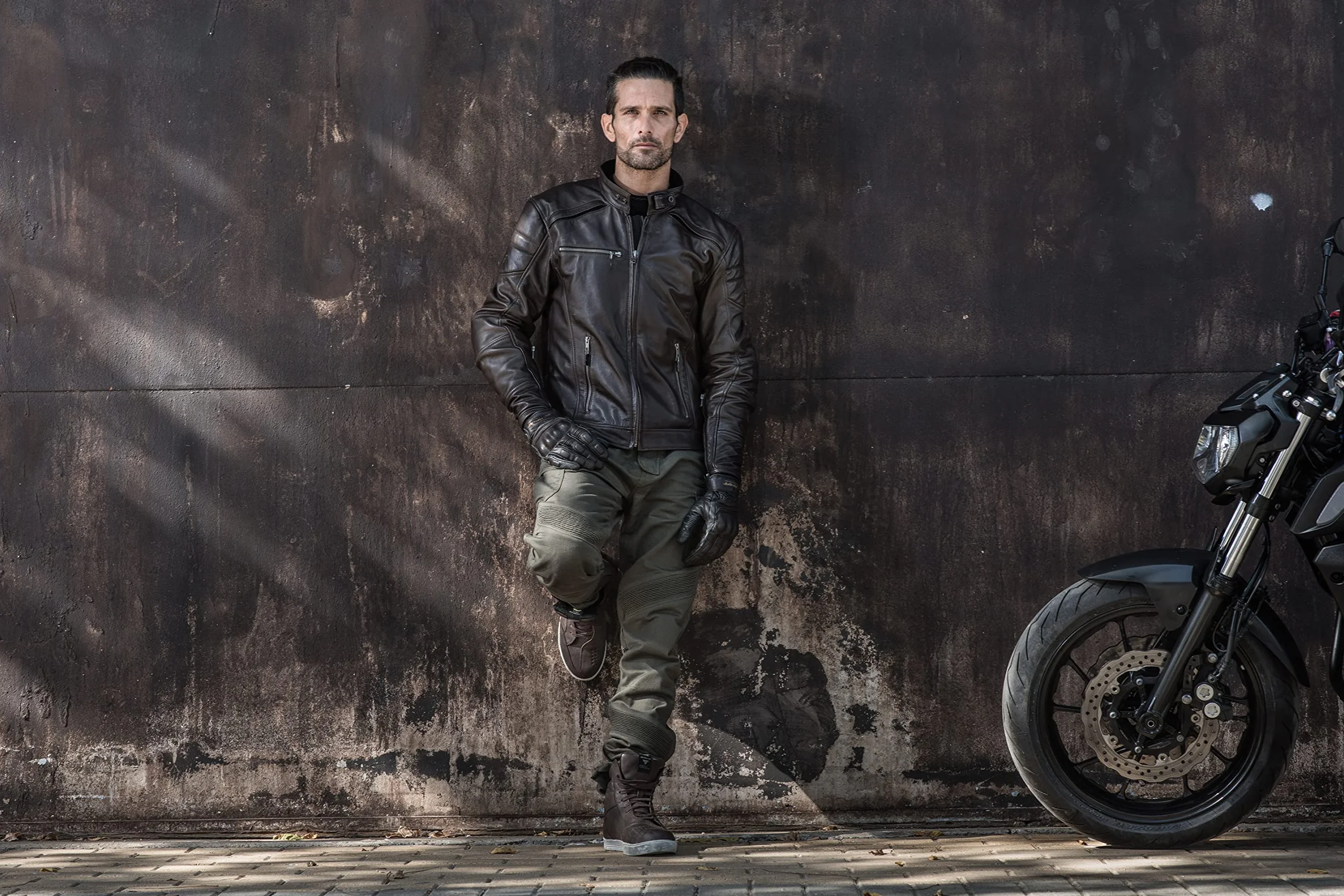SHIMA Blake Motorrad Jacke Herren mit Protektoren Leder Sommer Schutzjacke Stadt