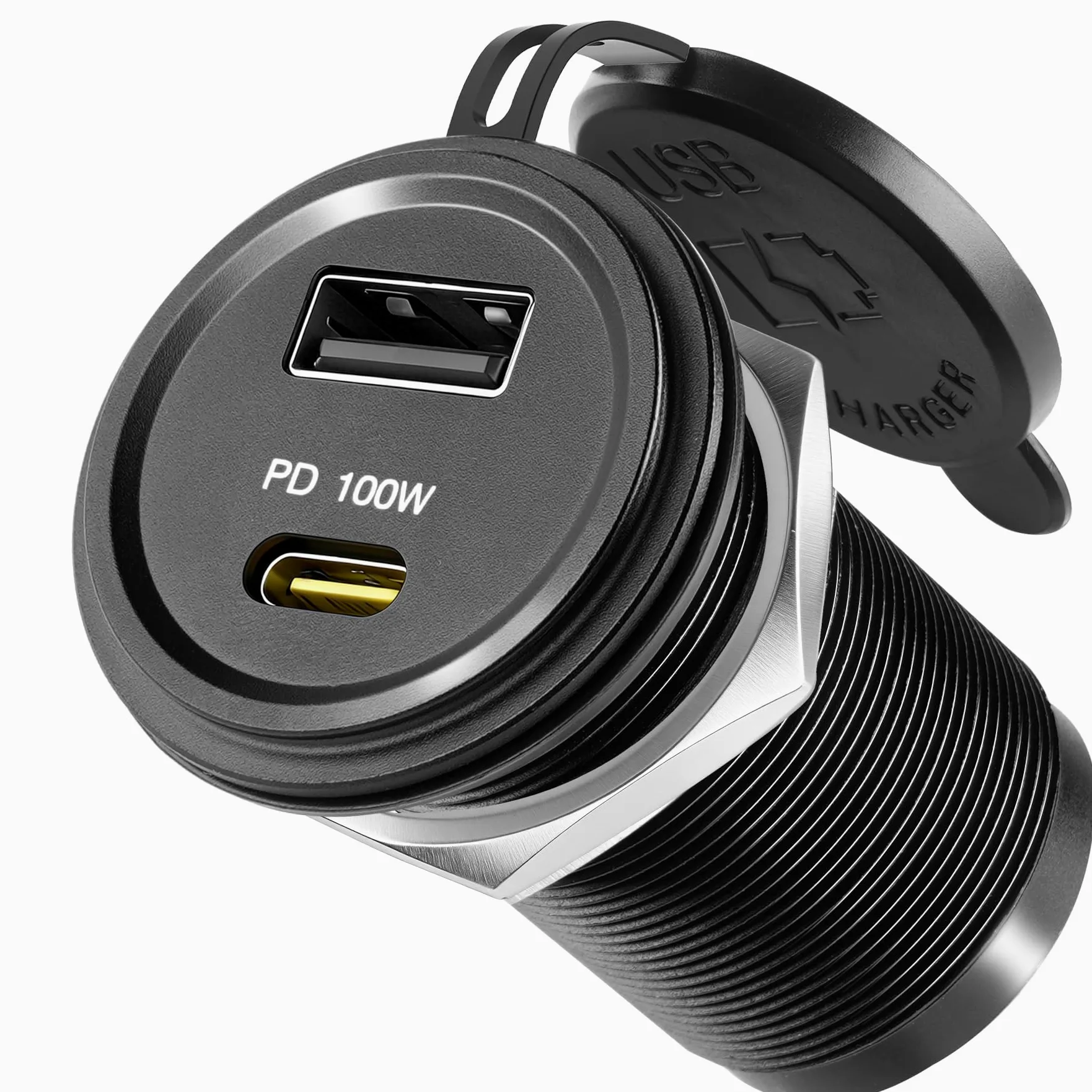 acegoo 12V USB C Steckdose 100W PD & 18W QC, Wohnmobil Auto USB Dose Buchse 12 Volt KFZ Wasserdicht Laptop Einbau Ladegerät für Camper Auto Motorrad Boot LKW Wohnwagen (1 Stück)