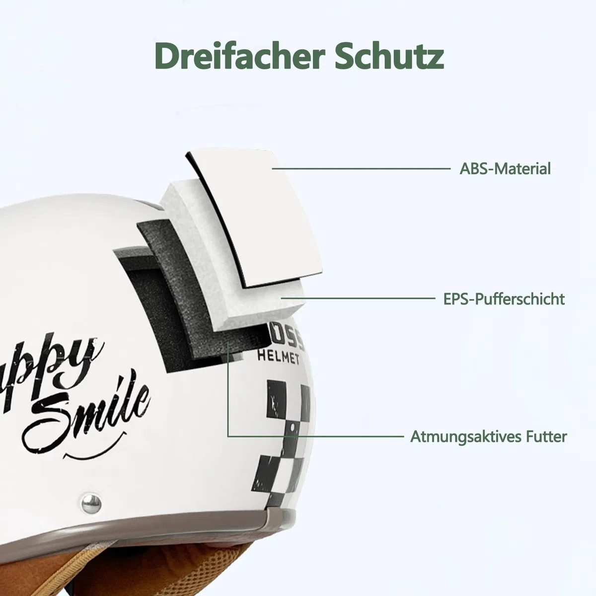 Erwachsenen Motorradhelm Scooter-Helm, Mode Halboffener Helm Mit Schutzbrille, Hat Den Verkehrssicherheitstest Bestanden, Um Die Kopfsicherheit Wirksam Zu Schützen